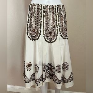 Basil and Maude white skirt with brown metal embellishments size 4